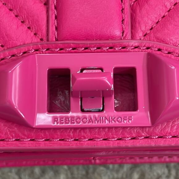 Rebecca Minkoff Quilted Chevron Leather Crossbody Bag Pink - Picture 3 of 7